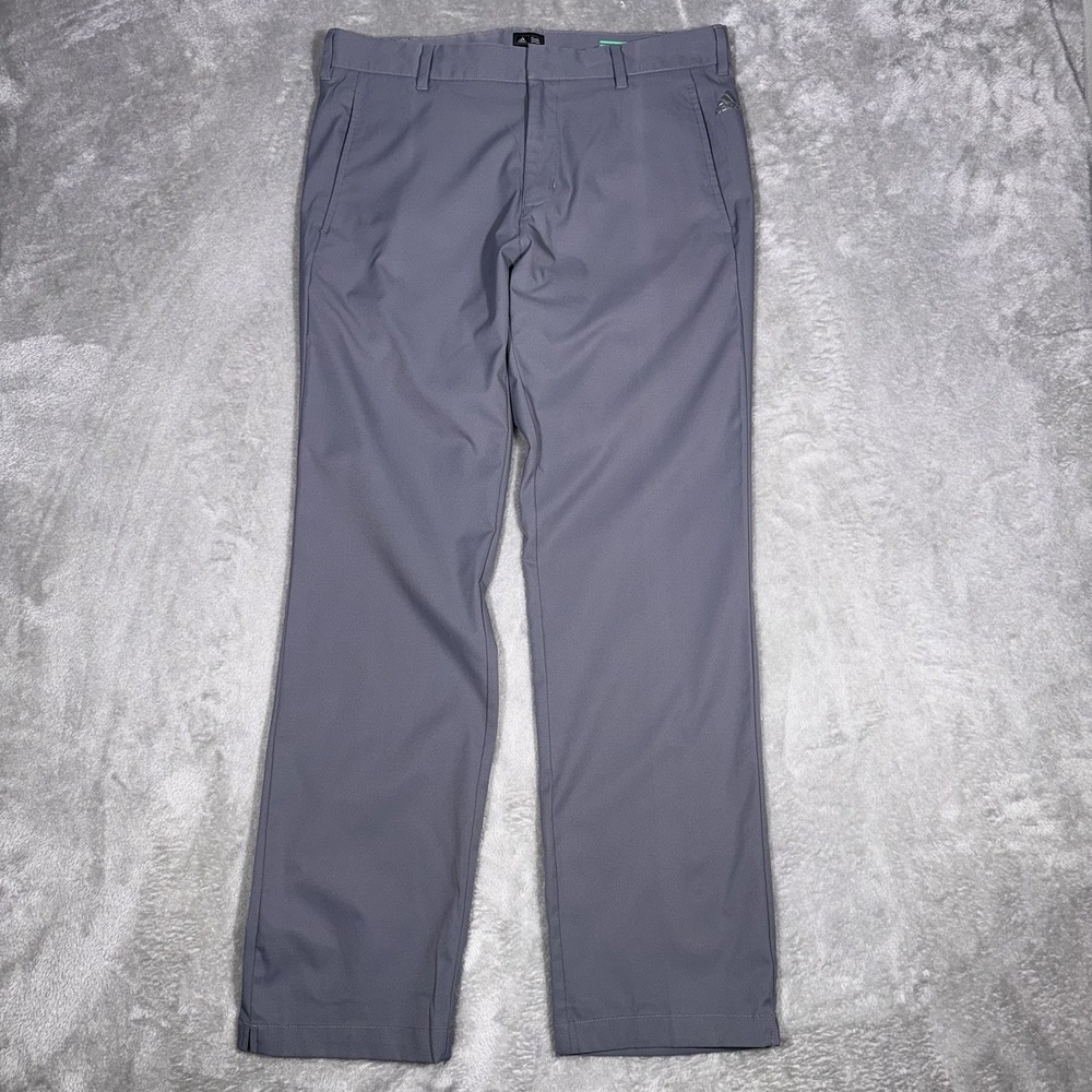 Adidas Mens Gray Golf Pants 34X32 100% Polyester Preppy Sports Golf